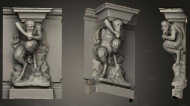 Скульптура фавна в стиле барокко на стене 2 3d stl модель для ЧПУ